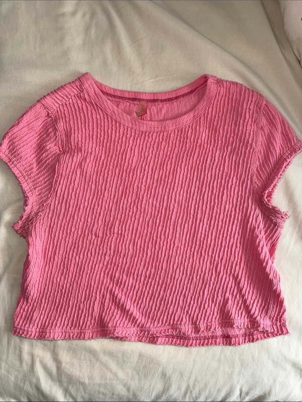 FP Movement by Free Pink Cropped Ribbed Tee Size XS